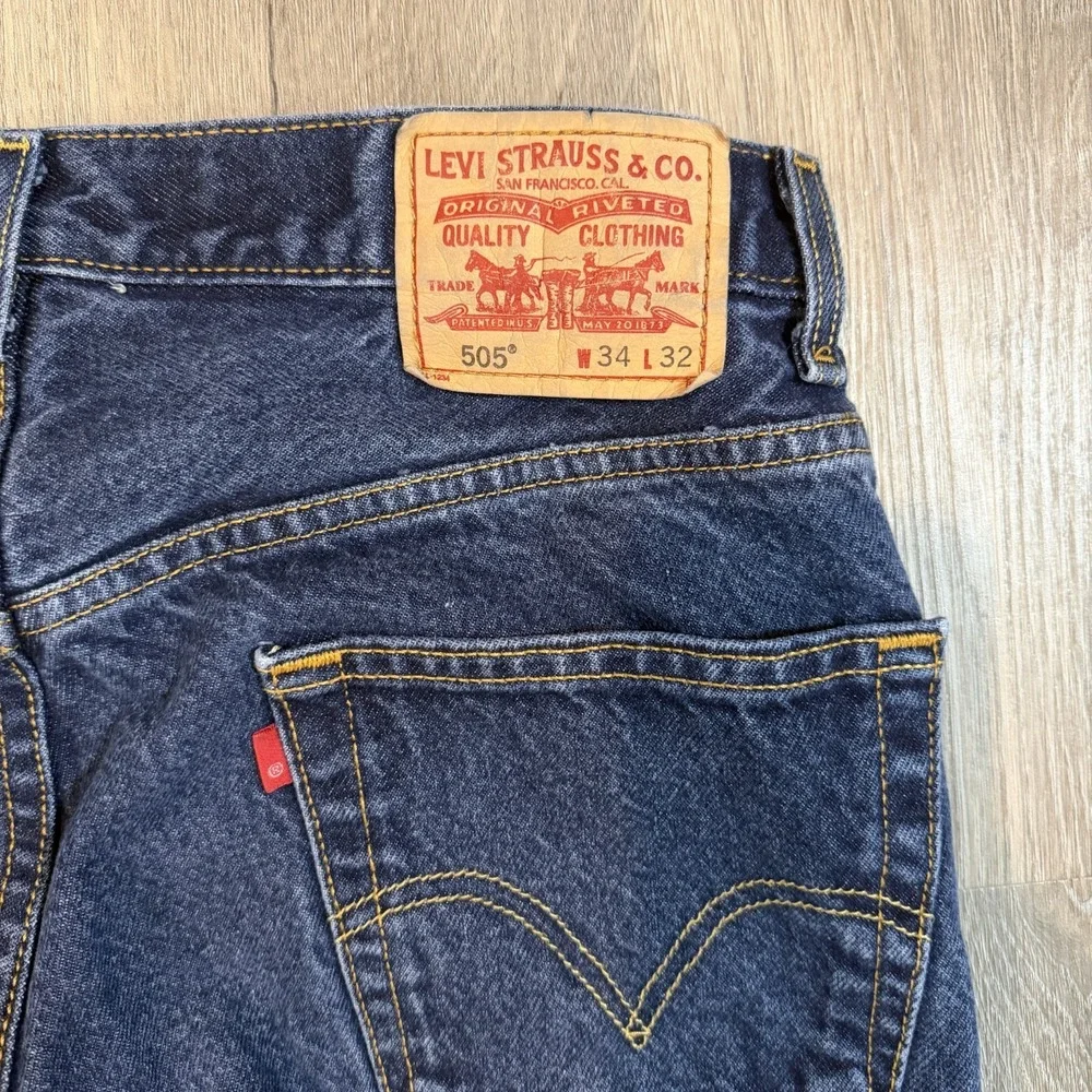 Levi's 505 Jeans Mens 34x32 Dark Wash Regular Fit Straight Leg Y2K Dad  Western